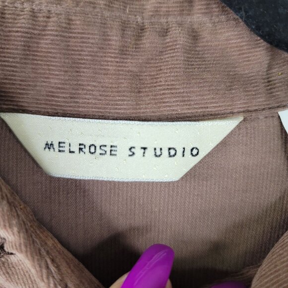 Melrose Studio Western-Style Corduroy Button-Up Brown Medium Shirt Long Sleeve - Picture 4 of 11
